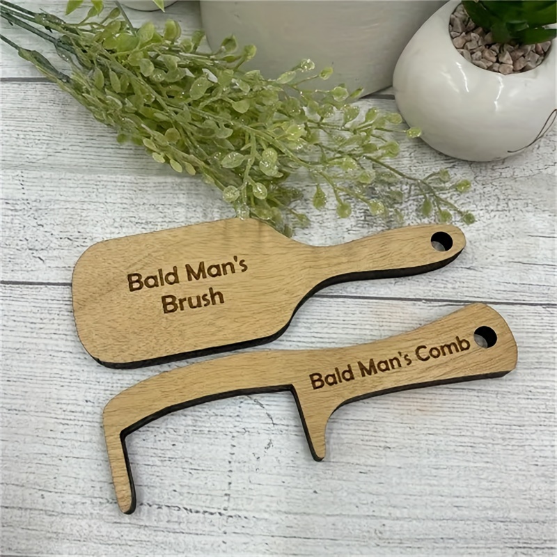 

Wooden Gag Gift Comb For Bald Men, Novelty Funny Adult Bald Head Hair Care Styling Tool