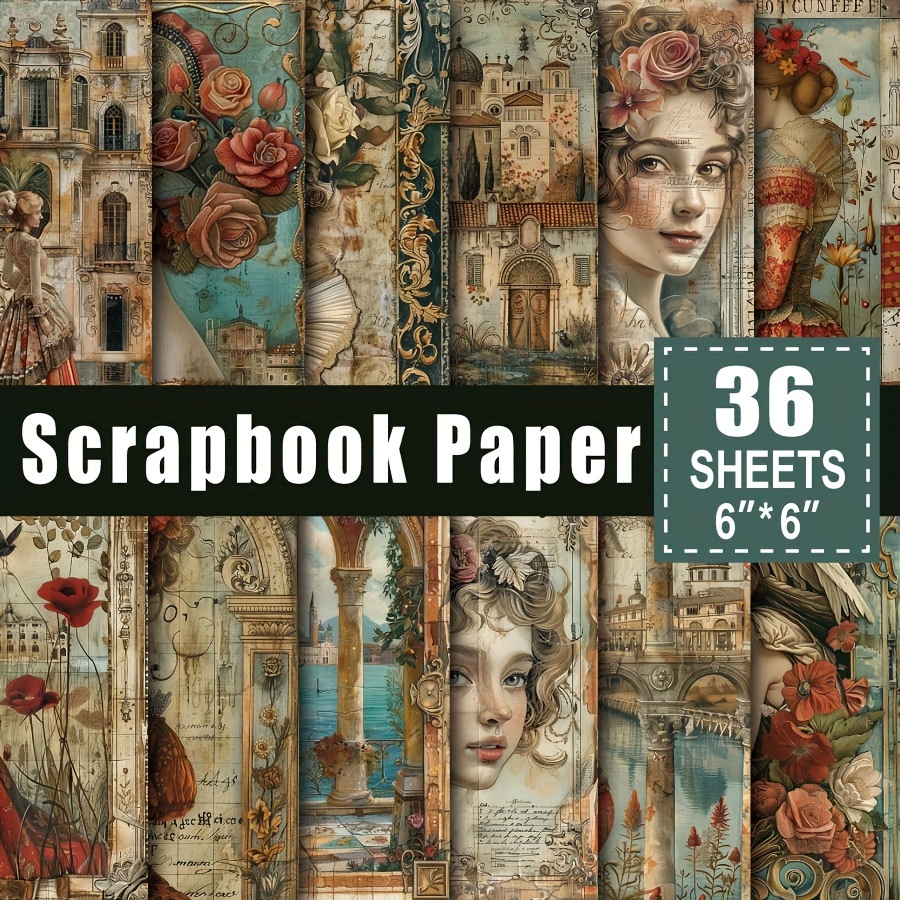 

36 Sheets Scrapbook Paper Pad, 6*6inch, Art Craft Pattern Paper For Scraping, Book Craft Cardstock Paper, Diy Decorative Background Card Making Supplies - Renaissance Paintings