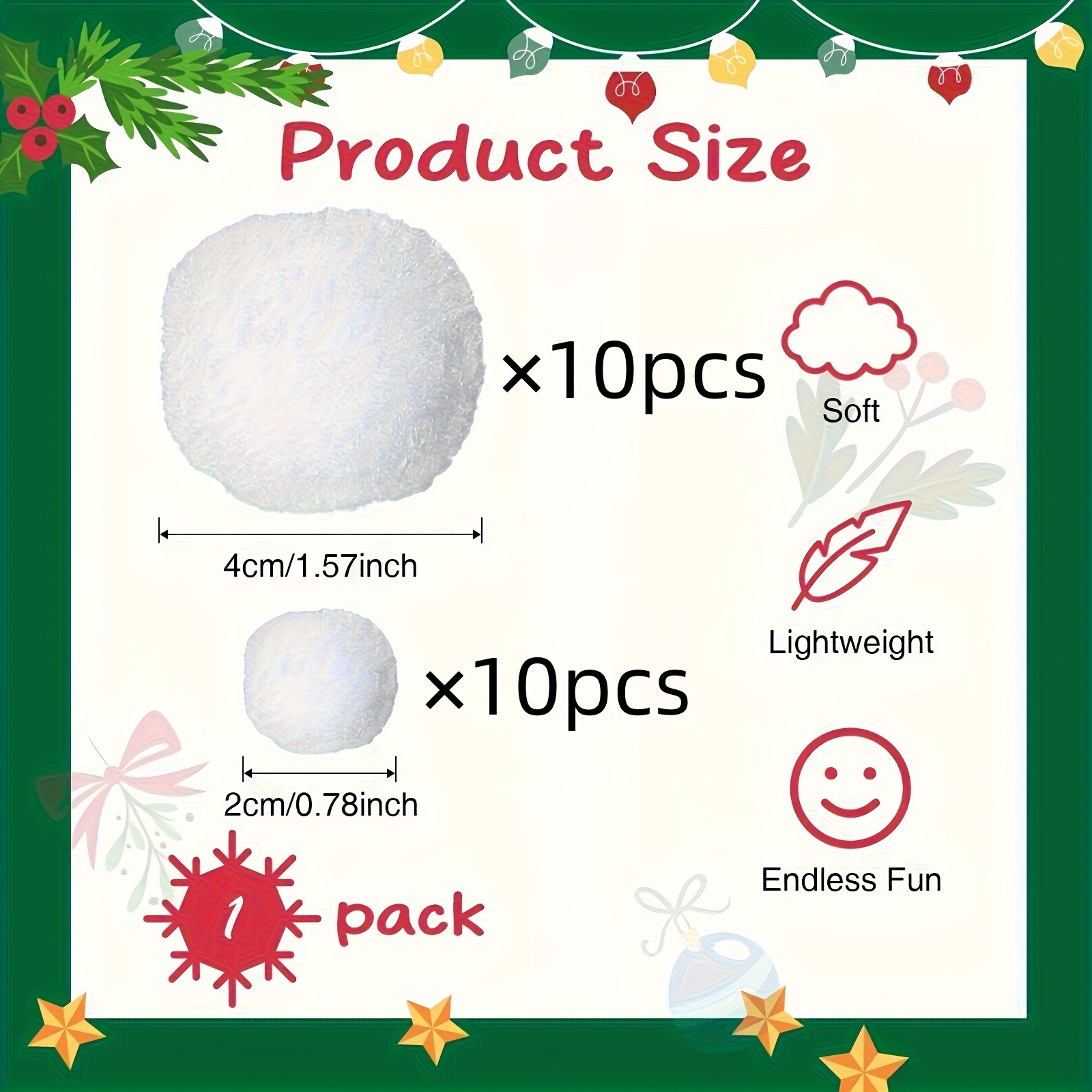 TEMU 20pcs/1pack Realistic - Floating Snowflakes And Winter Decor - Durable Indoor/outdoor Hanging Ornaments - Christmas, New Year, - Elegant White