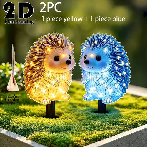 2d flat 2d flat 2pcs set 2d 1 yellow 1 blue hedgehog element decor acrylic material long service life uv hd printing vibrant and long lasting fade resistant colors for spring decoration