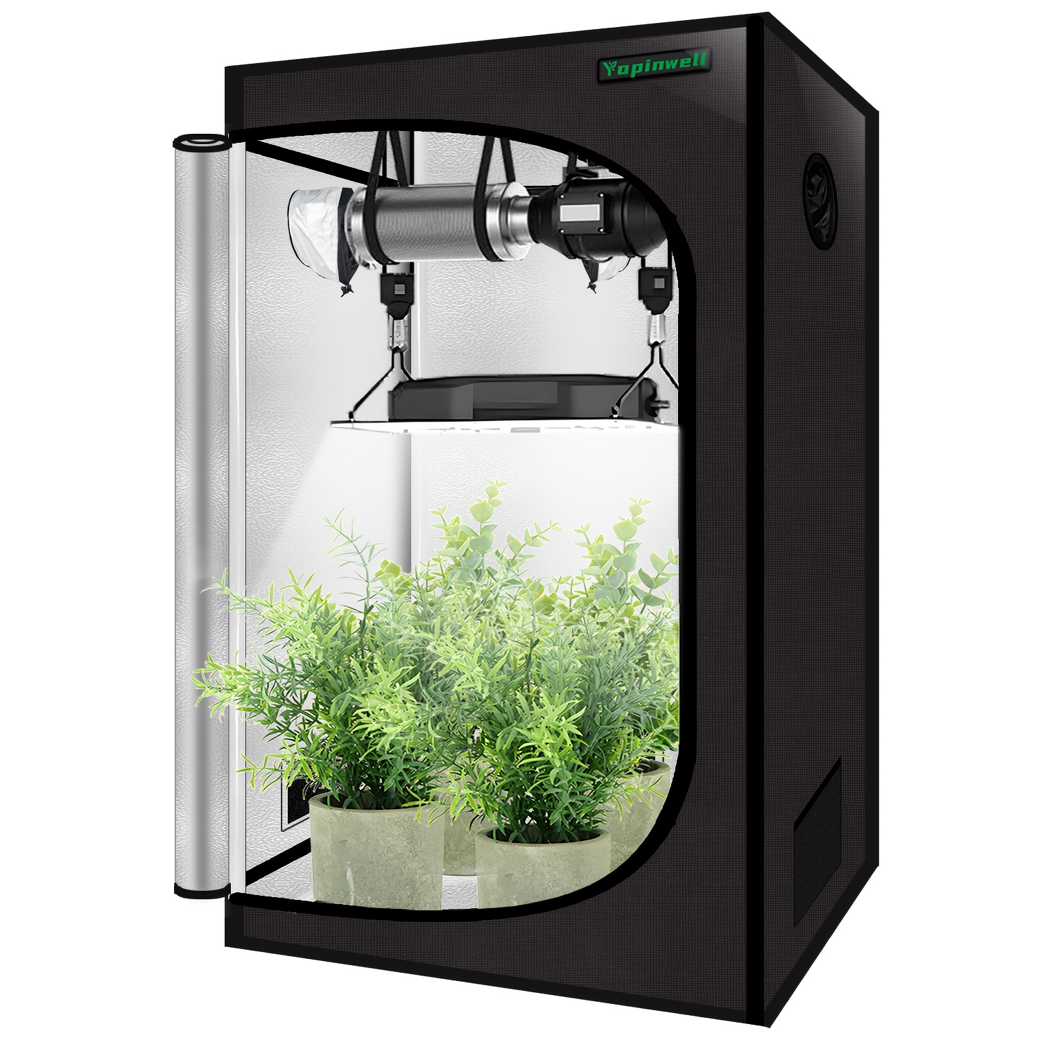 Image of Yopinwell 4x2 Grow Tent, 48x24x72 High Reflective 600d Mylar Oxford With Observation Window And Floor Tray For Hydroponic Indoor Plant Growing 120x60x180cm