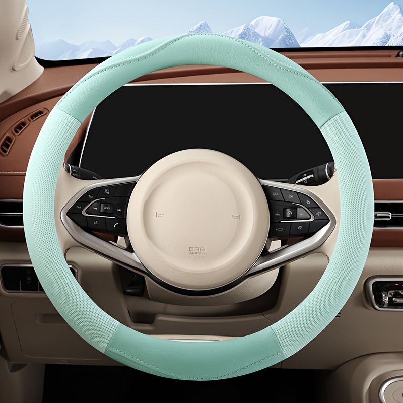 

Summer Breathable Ice Silk Mesh Car Steering Wheel Cover Universal Fit With Inner Ring - Polyester Fiber, Sporty Fashion Accessories For All Seasons, Fits 37-38cm/14.57-14.96 Inch Steering Wheels