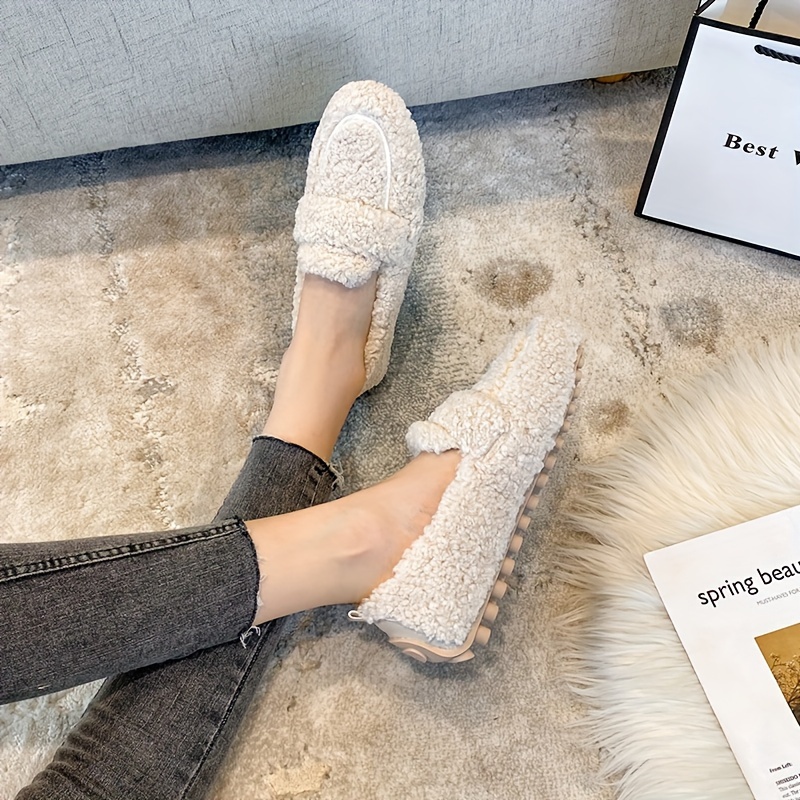 New Solid Color Plush Lined Flat Women's Shoes, Fall/Winter