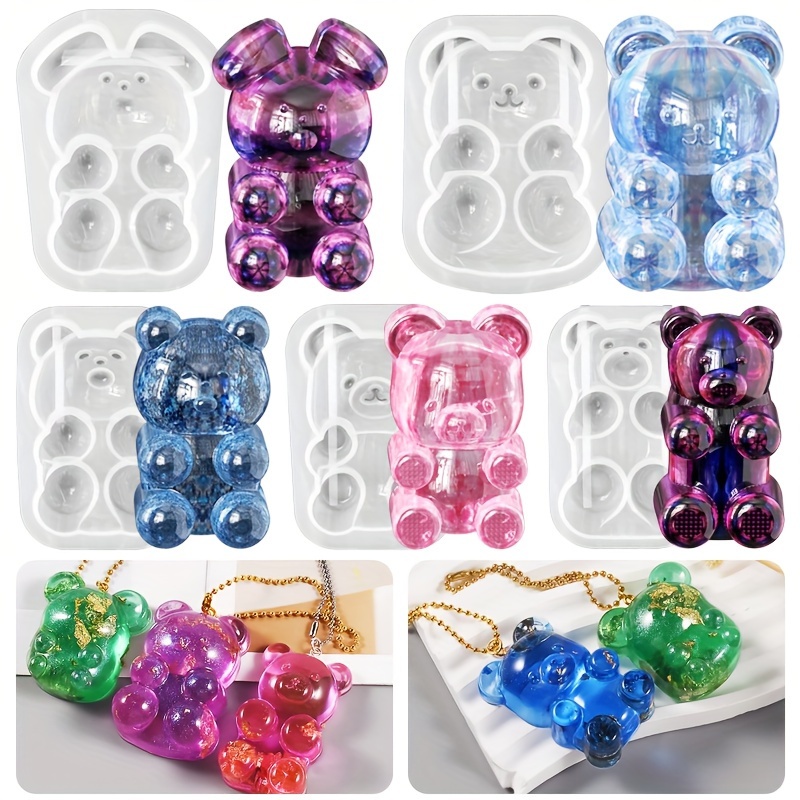 

Epoxy Resin Animal Mold Clay Animal Mold Semi-- Bear Rabbit Mouse Key Chain Pendant Silicone Mold