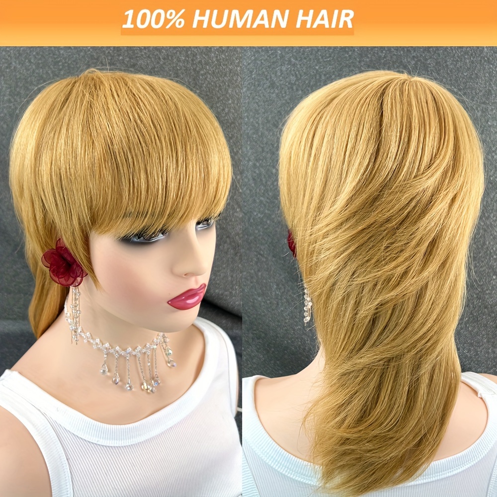 Mullet Wig Human Hair Women Brazilian Virgin Remy Human Hair Temu