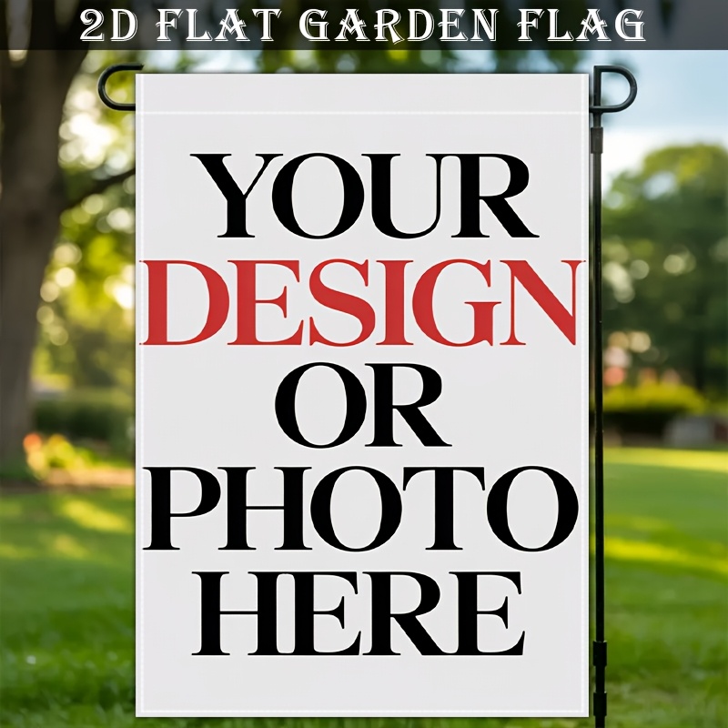TEMU Custom Single-sided Garden Flag, Multiple Sizes Available, Personalized With Text, Logo And Image, Polyester Vertical Outdoor Decor For Patio,