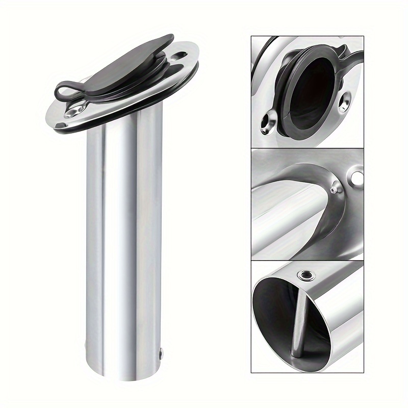 2 pack stainless steel fishing rod holders for boat flush mount adjustable angle with pvc cap and gasket set