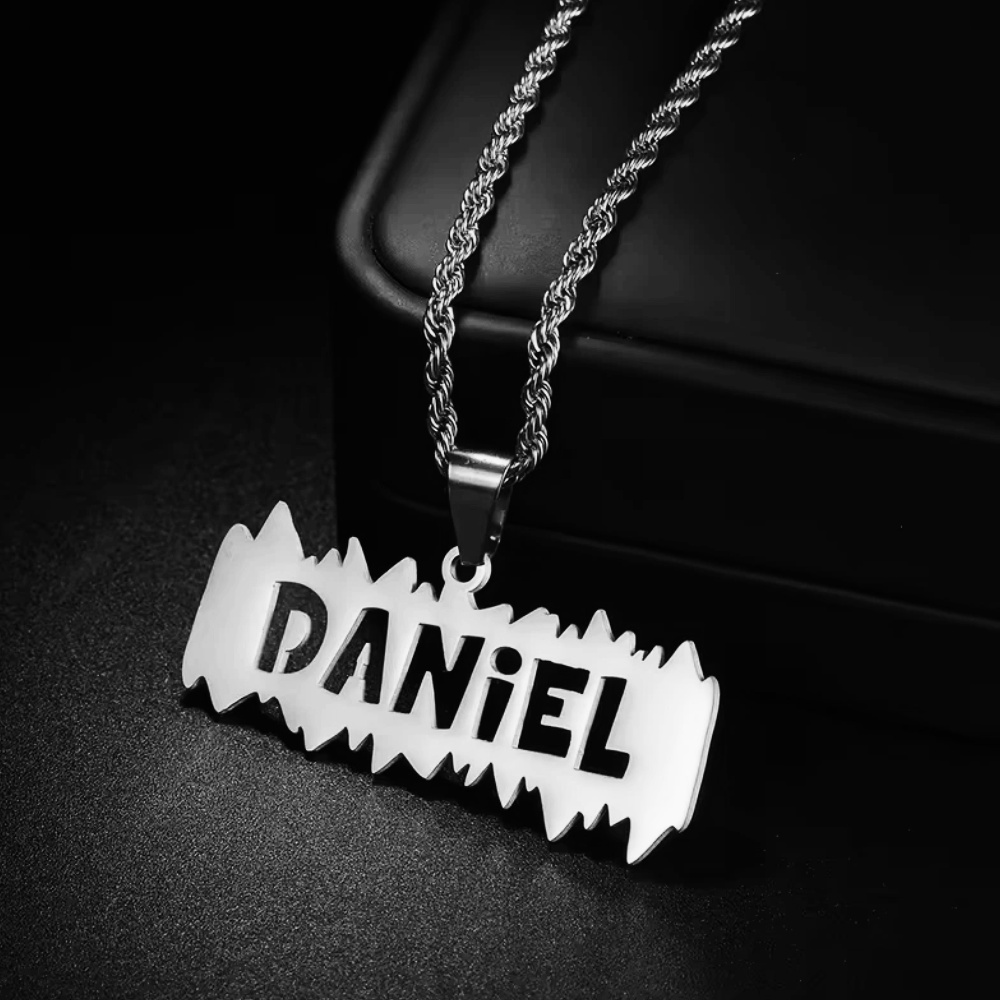 Custom Hollow Letter Pendant Name Necklace, Vintage Style