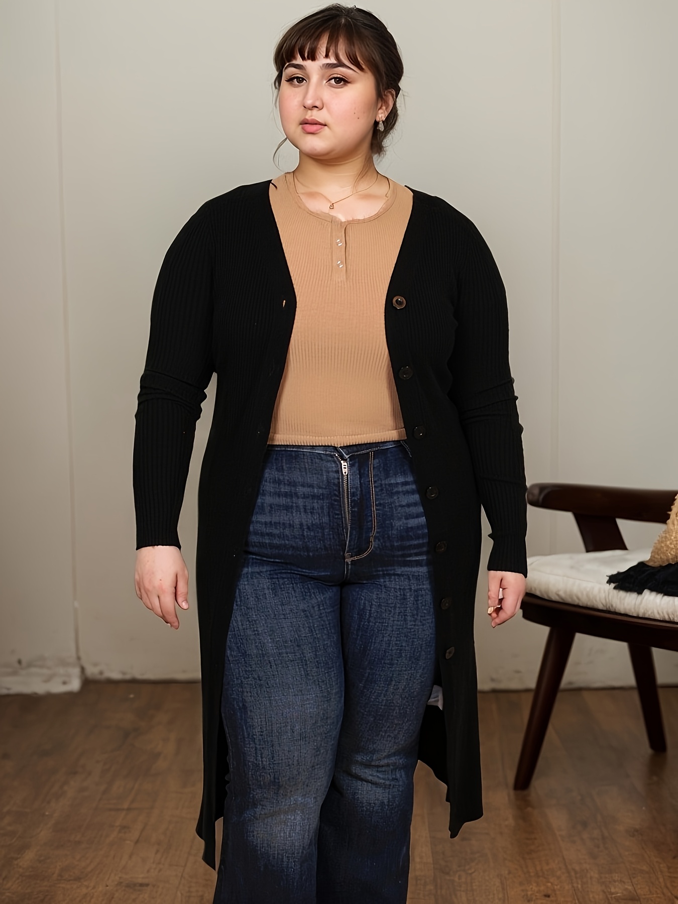 Sweater Coat Women's Plus Size Black Cardigan Sweater Plus