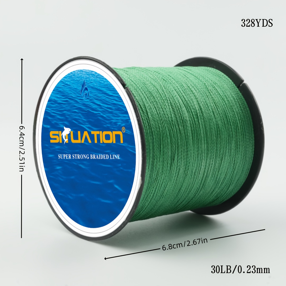 TEMU 1 Roll Shuation Braided Fishing Line - Pe Polyethylene, Green, Strong Tensile 25lb/30lb/41lb/45lb/60lb/70lb, Versatile For Various Fishing