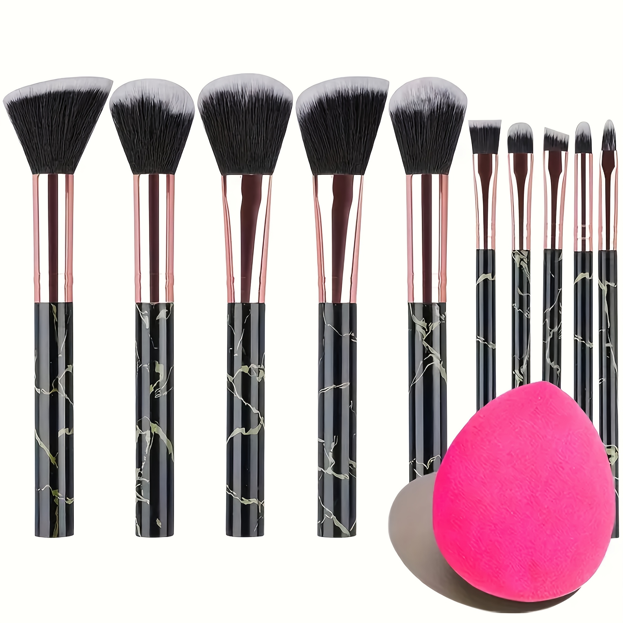 

10pcs Marble Makeup Brushes Tool Cosmetic Powder Eye Shadow Foundation Blush Blending Up Brush For Makeup Starters Lovers