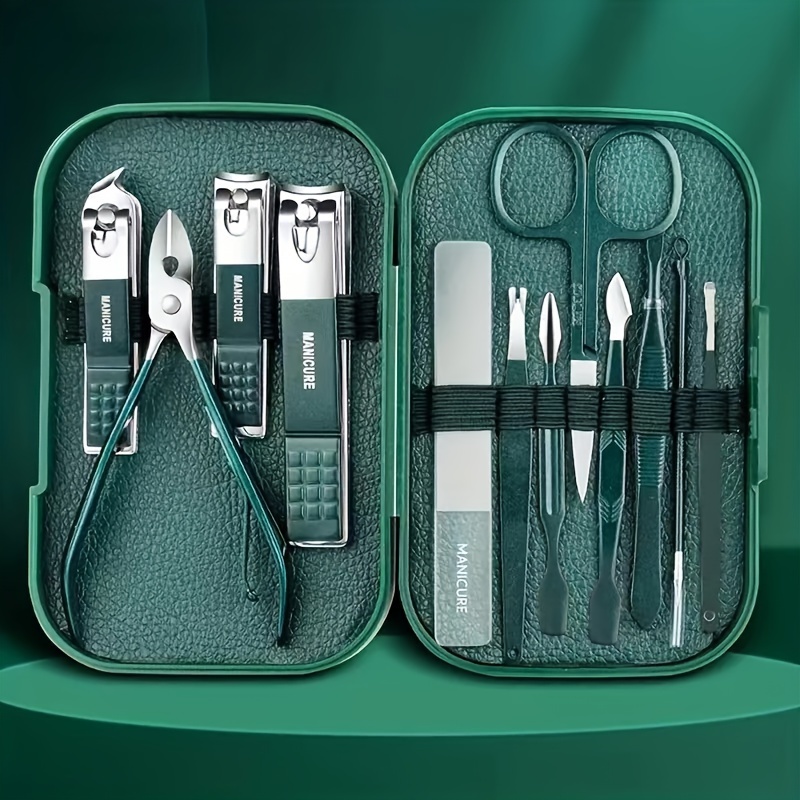 

Modern Manicure Pedicure Set, Stainless Steel Nail Clippers, Sharp Scissors And Nail File, Fingernail & Toenail Care Tools With Portable Stylish Case - Durable High Carbon Steel - Travel & Home Use