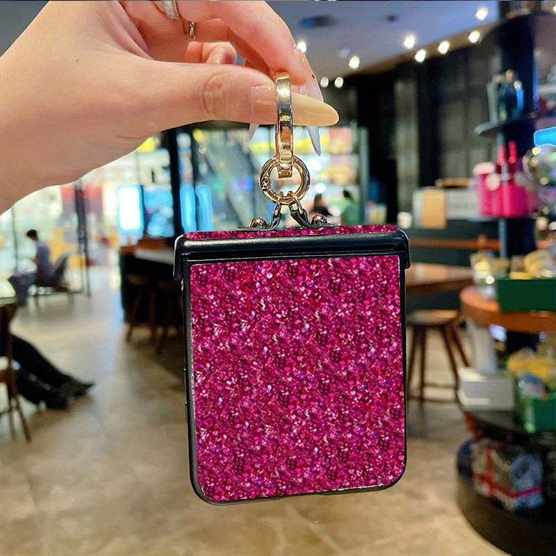 TEMU para Teléfono - Elegante Carcasa para Móvil Serie Flip, con un Diseño Lujoso con Lentejuelas Brillantes y un Anillo de Hebilla Platerado con