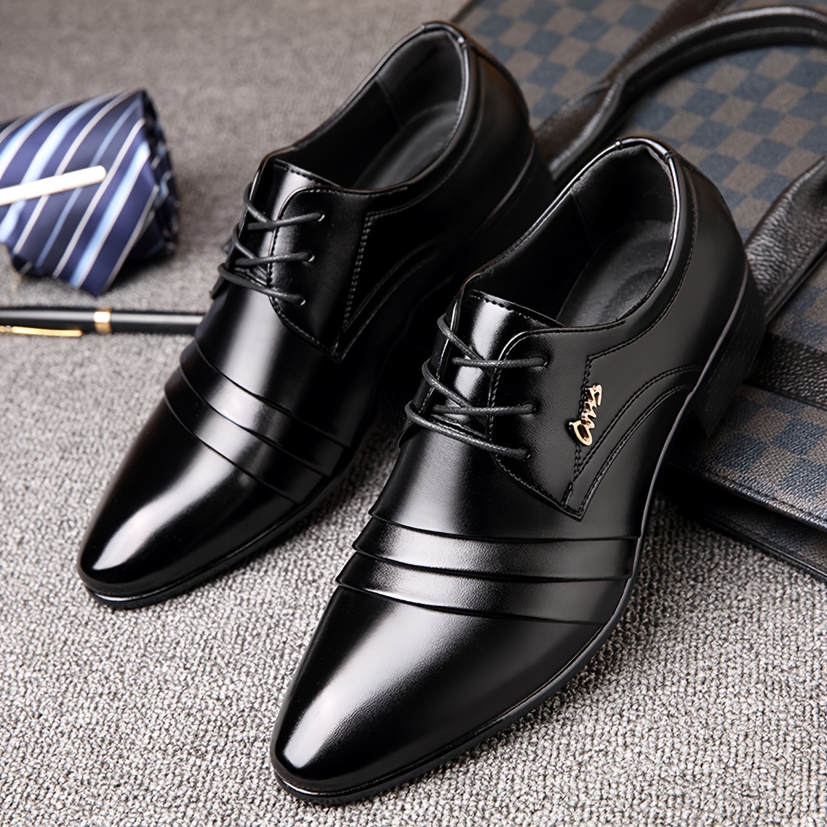 Alternative view of Zapatos Derby Clásicos Vintage de Talla Grande para Hombre, Cómodos con Suela de Goma Antideslizante y Cordones…