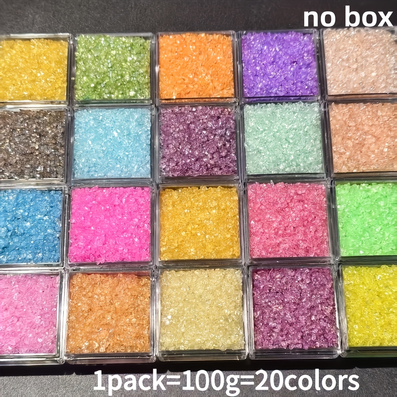 E-shop 100g 20 Farben 1-4mm Unregelmäßige Glaschips, Glänzende Fragmente, Geeignet für Nagelkunst-Dekoration, DIY-Harzhandwerk, Schmuckherstellung,