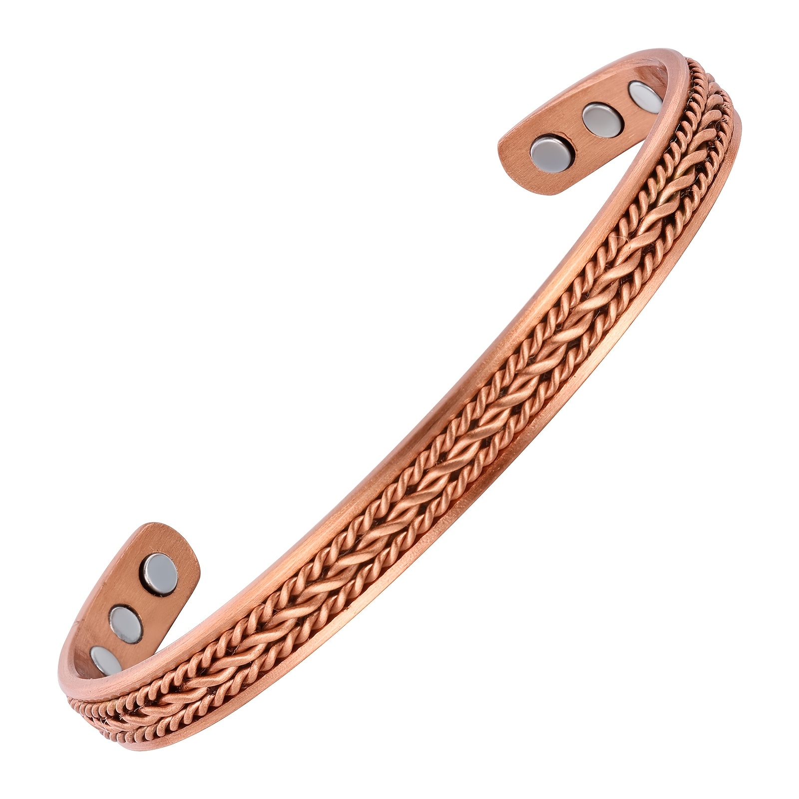 TEMU 1pc Copper Magnetic Bracelet Adjustable Cuff Bracelet Men's And Women's Jewelry Gift