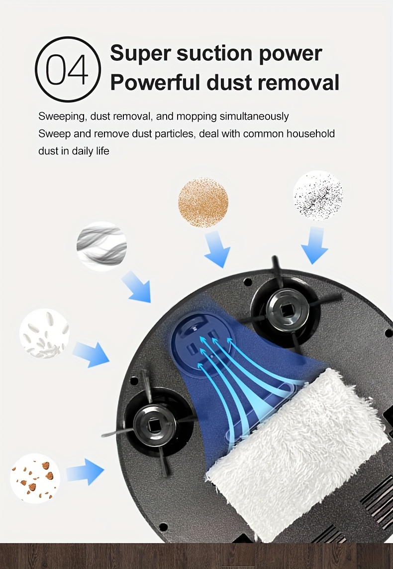 3 in 1 robot vacuum cleaner and mop combo usb rechargeable strong suction and design suitable for pet hair hard floors and daily cleaning automatic mop pet hair cleaner robot vacuum cleaner details 6