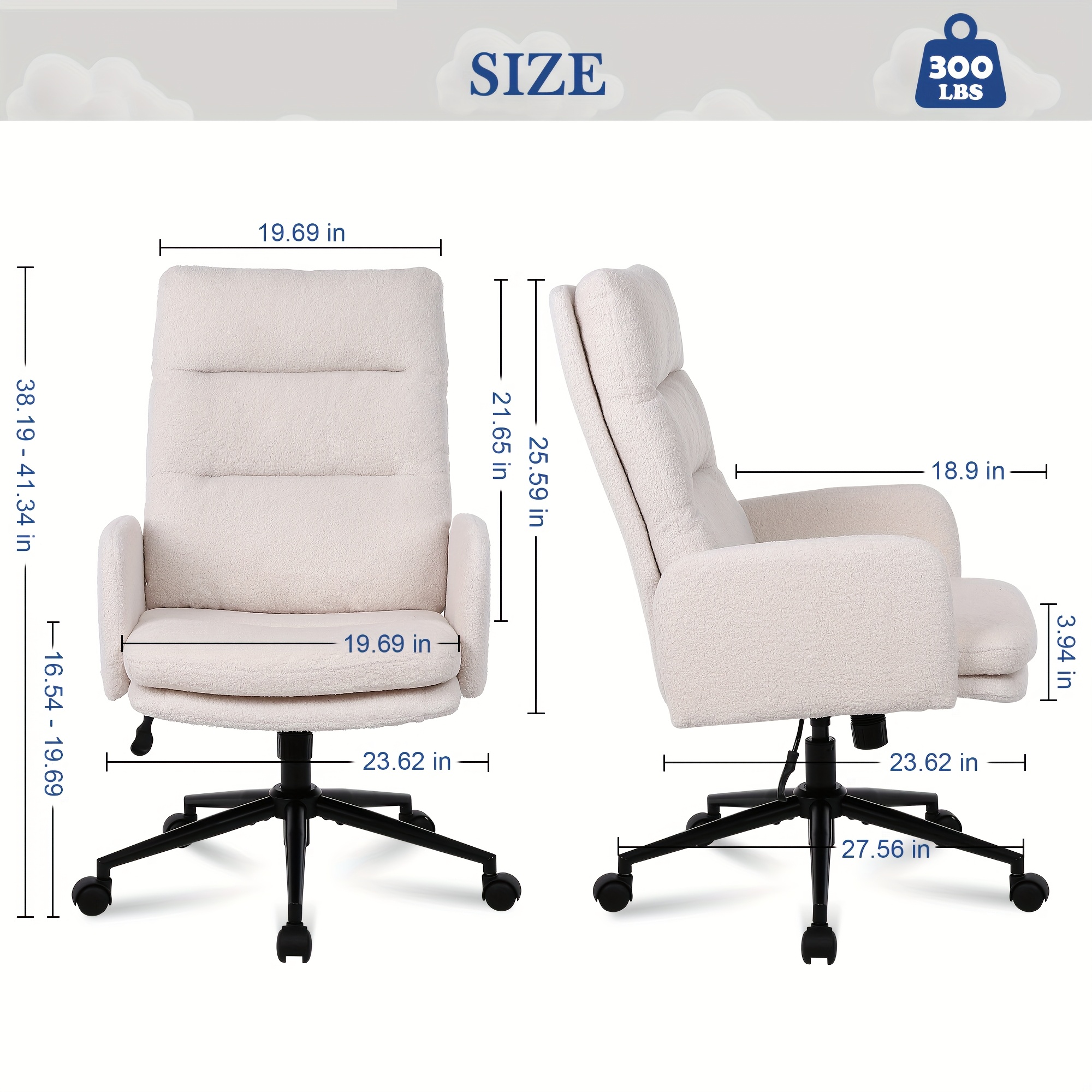 Teddy Velvet High Back Office Chair with Padded Armrests