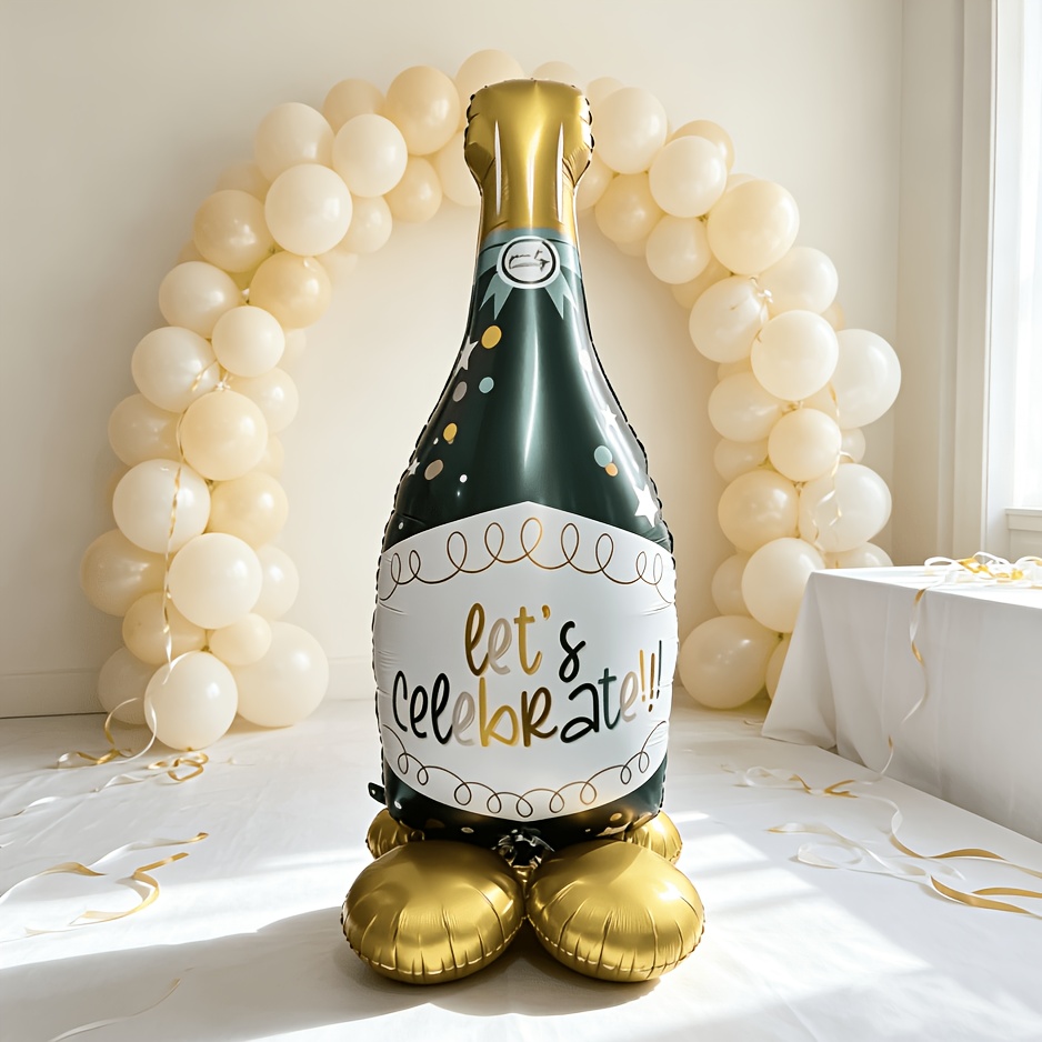 TEMU Ballon de bouteille de vin ultra-grand de 64 pouces, base intégrée, pas besoin d'ammoniac, idéal pour Noël, l'Oktoberfest, le Nouvel An, les