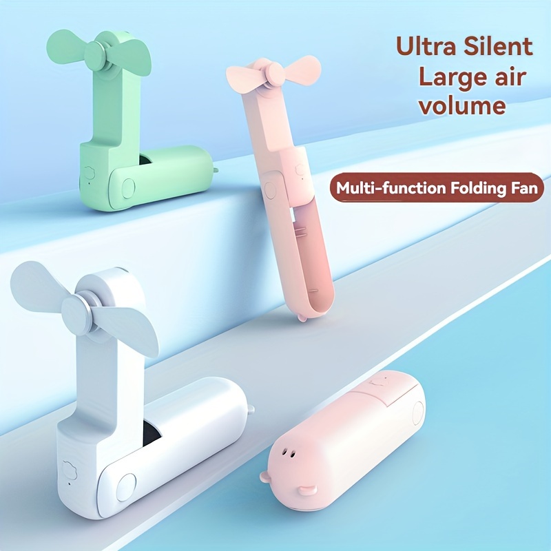 

1pc Portable Handheld Folding Fan, Ultra Silent, Mini Fan With Multi-functional For Travel & Home Use - Cute Design