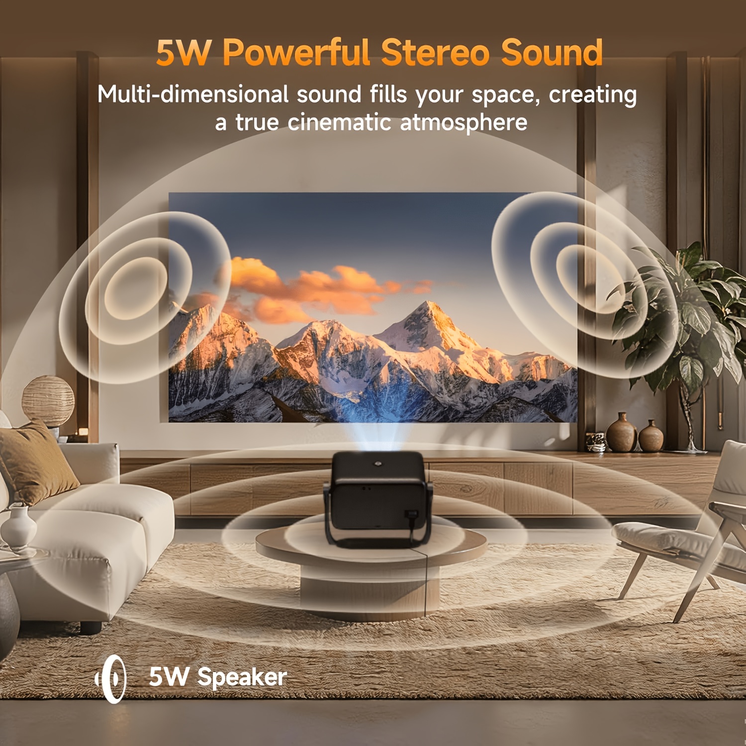 Smart Android 14 Projector with 1080P Native Support