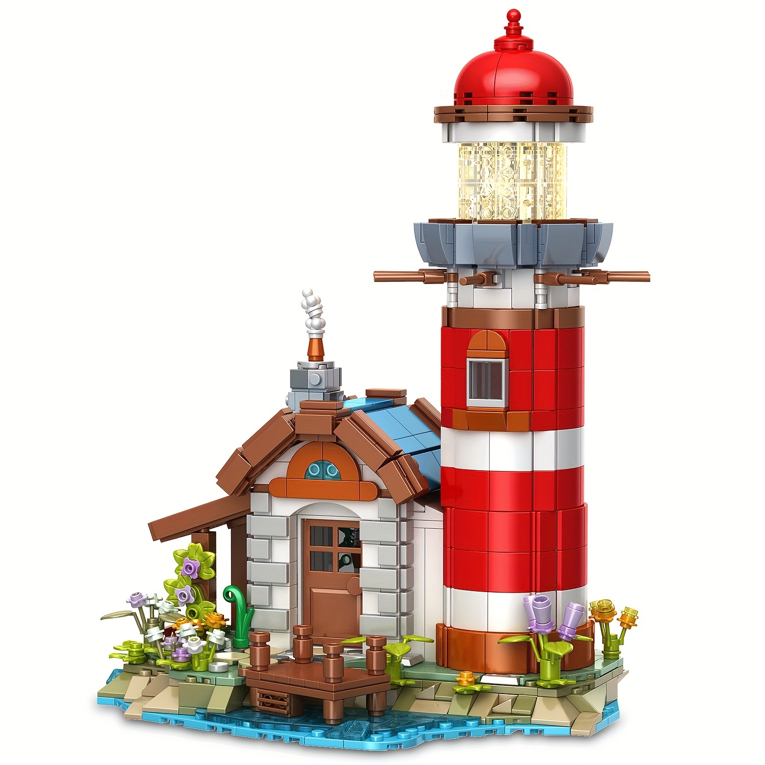 

Lighthouse Building Block Sets, 1089 Pcs Building Brick With Lighting Set, Office Display Model Toys, Personalized Creative Gift For Collection Decoration, M9505