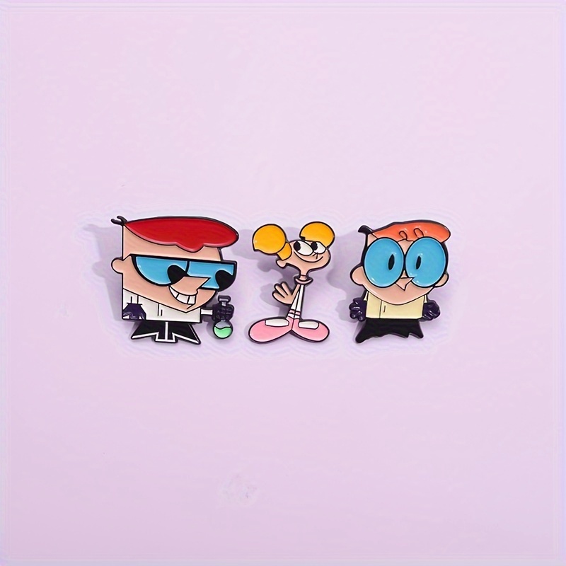 

3 Piece Set: Cartoon Blue Glasses Character Badges - Unisex Fashion Accessories - Clothing Pins