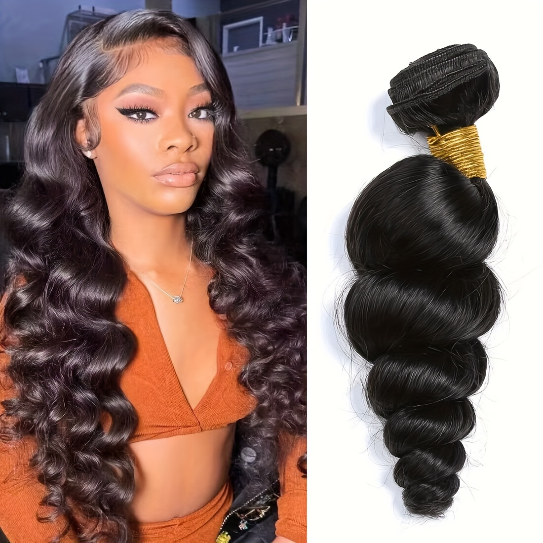 loose wave bundles human hair 1 bundle brazilian - Temu display picture 3