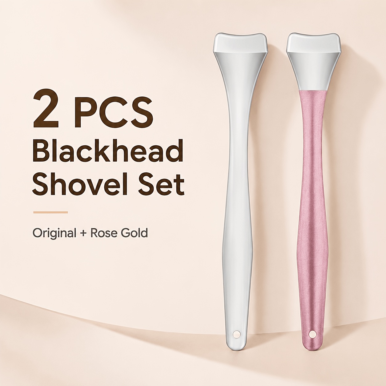 TEMU 2pcs Shovel Pimple Cleaning Set, And Rose Golden Facial Cleaning Scraper, 3d Arc Shovel Head Nose Wing Cleaning , Closed Pore Care