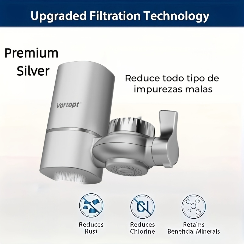 TEMU Filtre de robinet Vortopt's éliminant le chlore et d'autres métaux lourds, avec un système de purification en étapes pour éliminer les odeurs