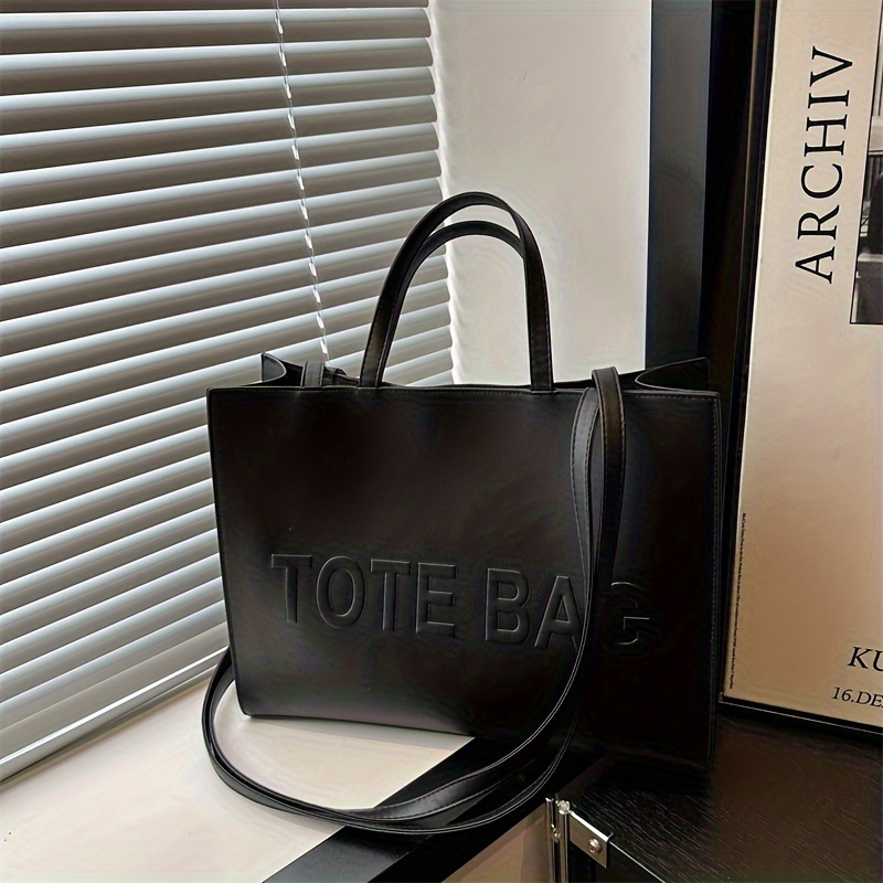 Solid Color Pu New High Aesthetic Texture Large Capacity Handbag Easy Letter Trendy Versatile School Ladies Single Shoulder Tote Bag
