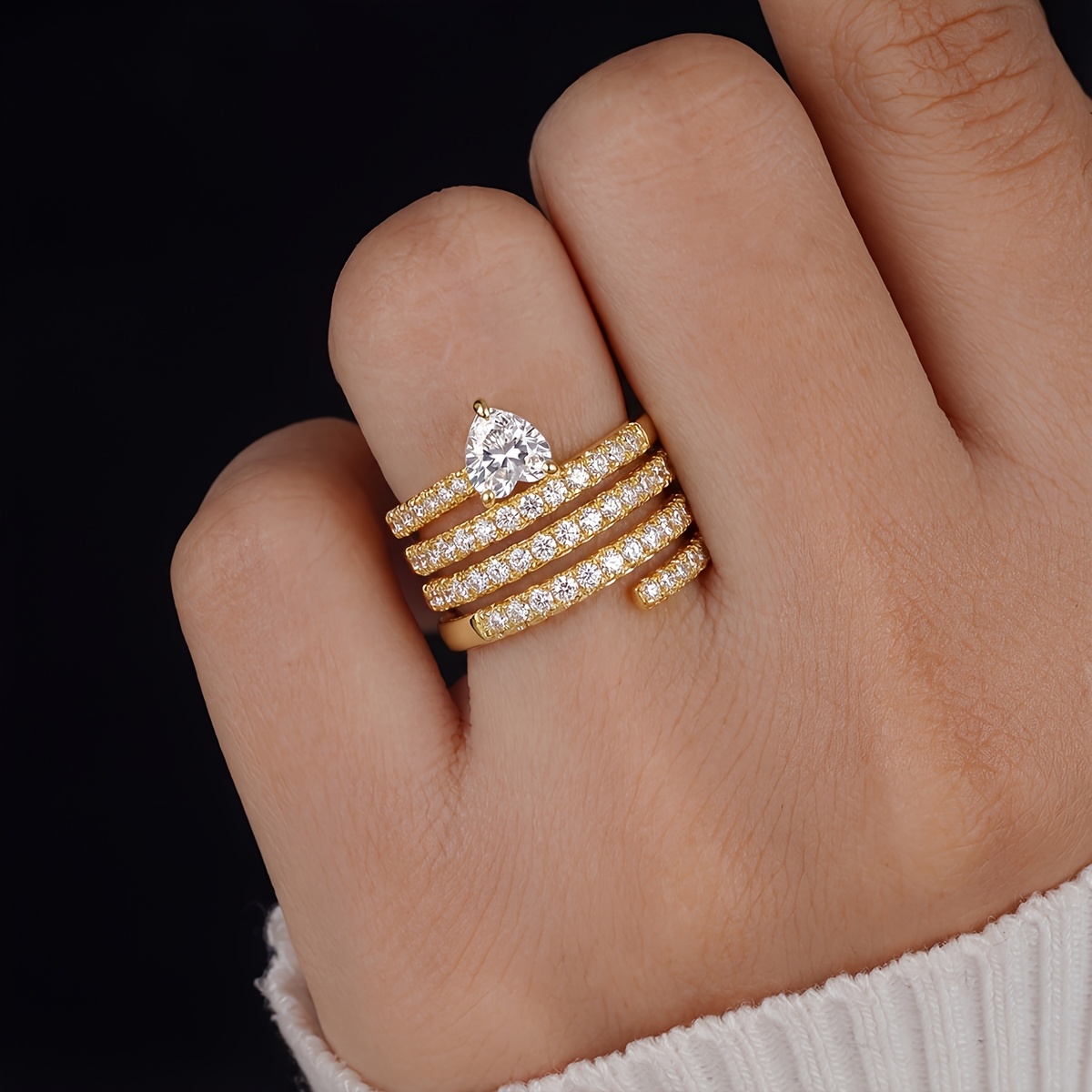 Women's Multi-Layer Heart-Shaped Ring, European Style
