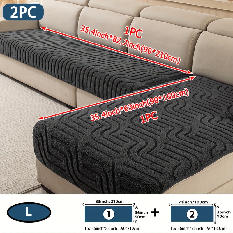 TEMU 2pcs Autumn/winter Non-slip Thickened Sofa Cushion Covers, Plush Fabric For Winter, Suitable For Bedroom, Office, Living Room, Home Decor