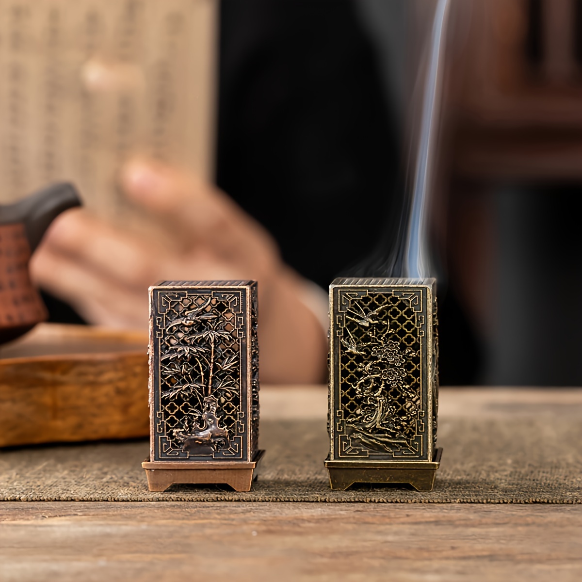 1pc of creative hollow incense holder from china a metal box for indoor use   christmas halloween easter and hanukkah an elegant decoration for home and tea ceremonies Product details 2