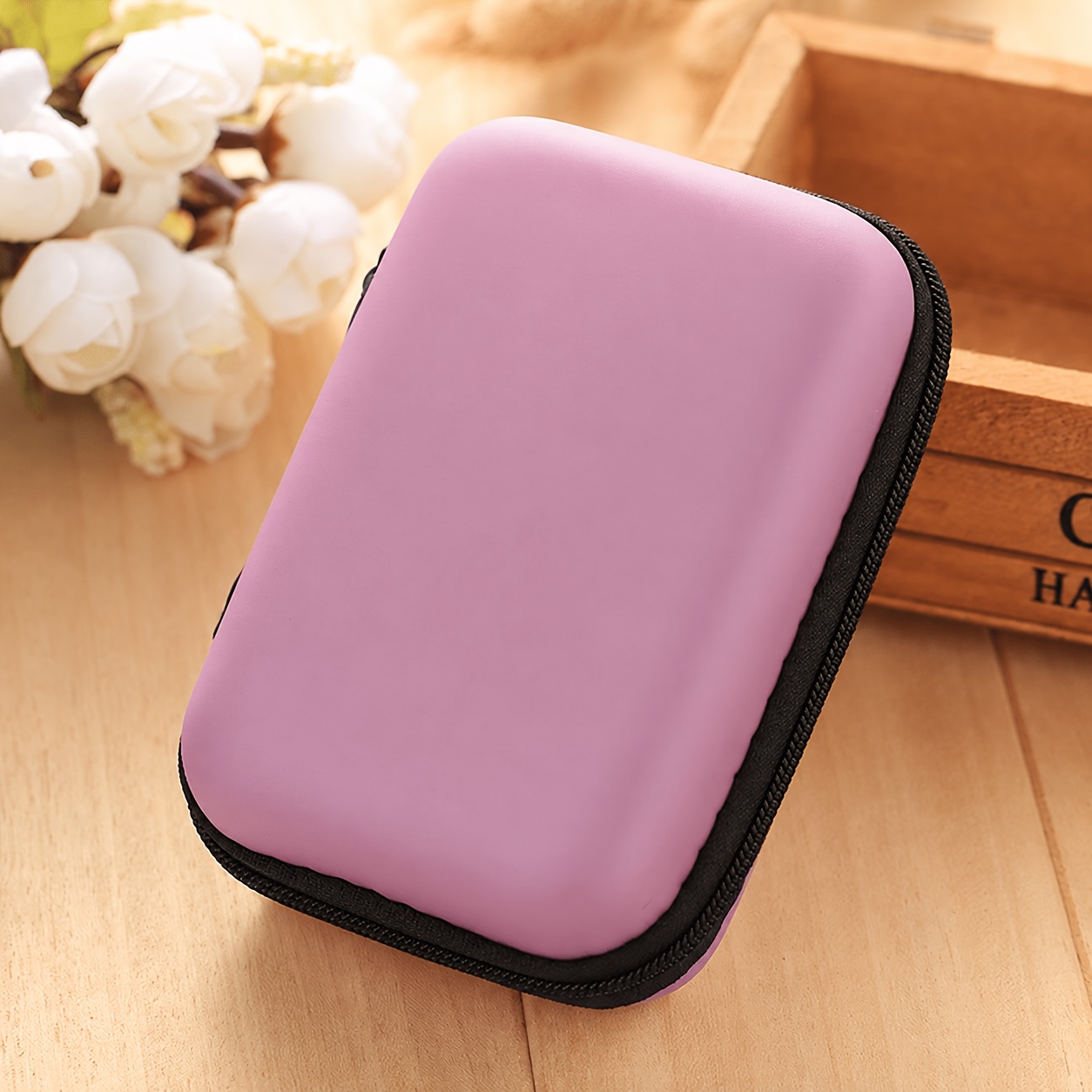 TEMU Organizador de Viaje Bolsa de Almacenamiento para Auriculares con Cremallera - Estuche Portátil Inalámbrico para Audífonos y para Cable de Carga