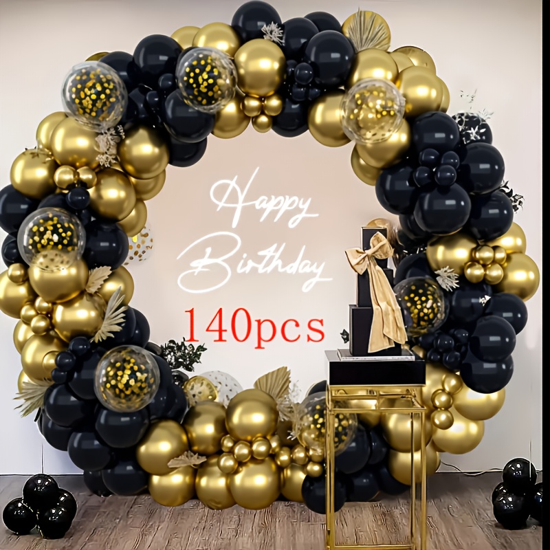 TEMU 140pcs Black Metal Set Exploding Star Aluminum Film Balloons, Festive Balloons, Suitable For Birthday Parties, Wedding Venues, Anniversaries,