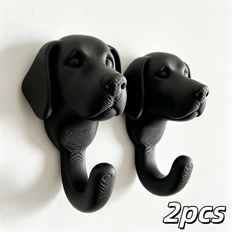 TEMU 2-pack Cute Ears Dog-shaped Wall Hooks No Drilling Required Adhesive Towel Hooks Key Hat Hanger For Bathroom Kitchen Bedroom Home Organization