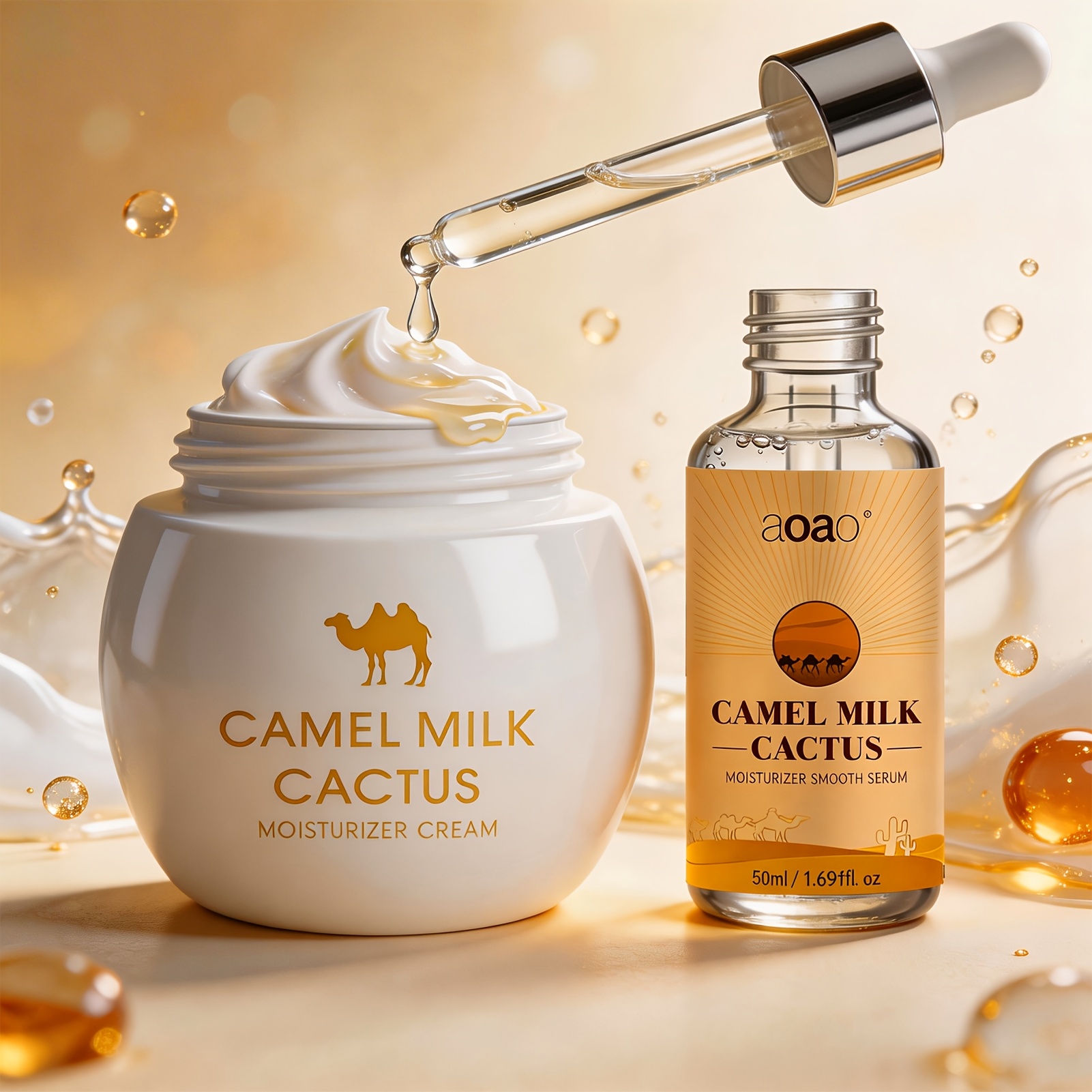 Image of 2pcs Camel Milk Set With Hyaluronic Acid For Deep Hydration, A Moisturizing Skincare Product, And The Perfect Christmas Gift