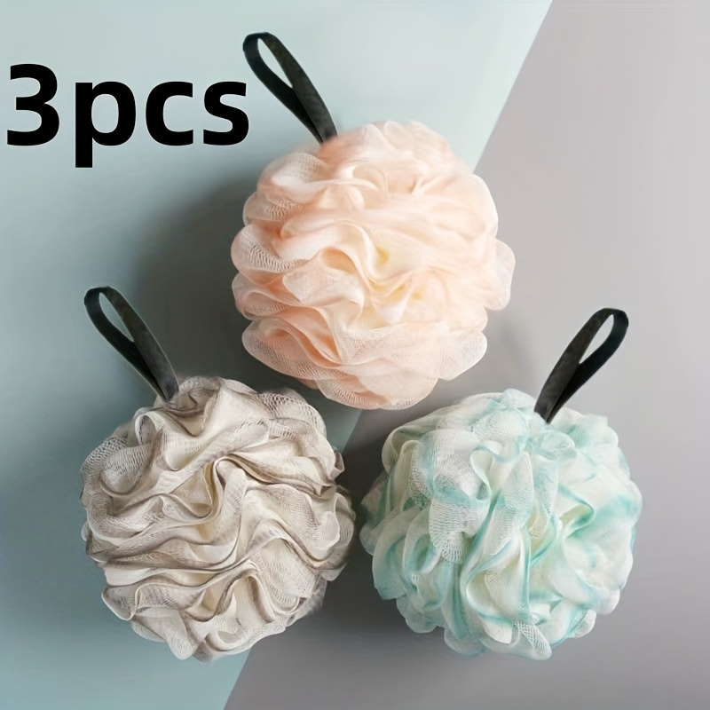 1 3pcs gradient   balls dual use foaming exfoliating washcloth lace   bath flower ball with rich long lasting   hangable comfortable and soft foaming mesh bath accessory for showering