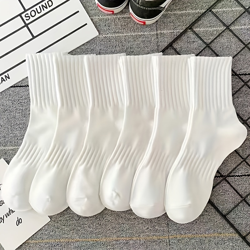 

6 paires de chaussettes solides, chaussettes mi-tube unisexes et confortables, bas et bonneterie pour femmes