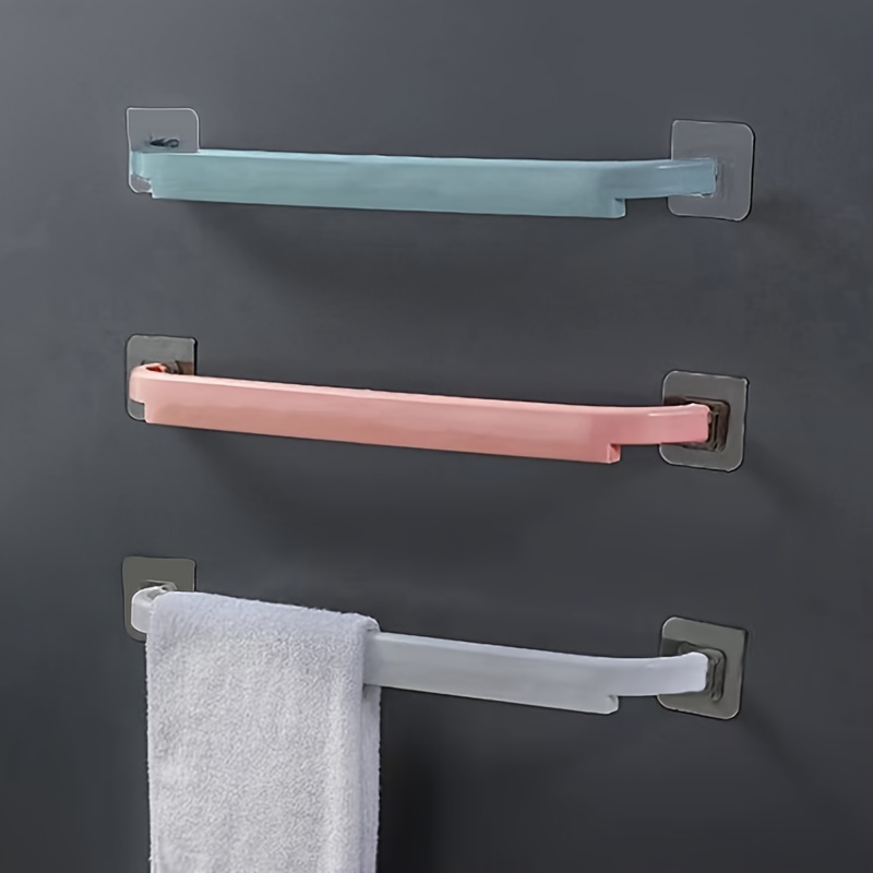 

1pcs Contemporary Plastic Towel Bar For Bathroom, Wall Mount Towel Holder Rack, Easy Install No-drilling Design, Space Saver Utility Hooks For Restroom