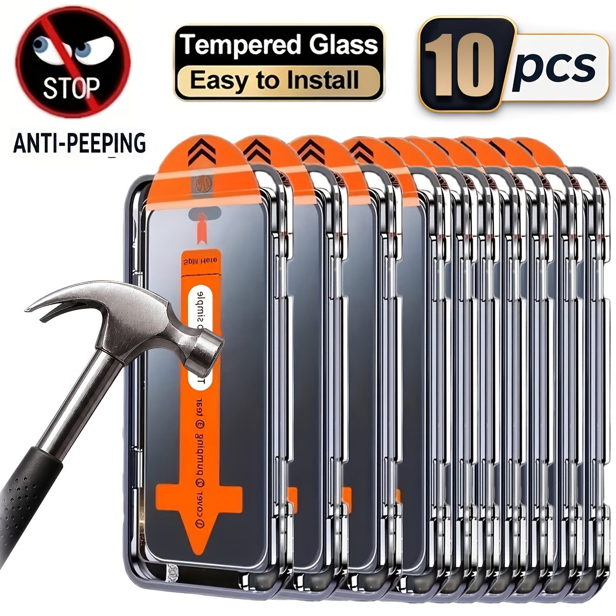 TEMU [10pcs Affordable Set] 10pcs Full Cover Privacy Tempered Glass Screen Protector For Iphone 17 Pro Max/17 Pro/18 Pro Max/18