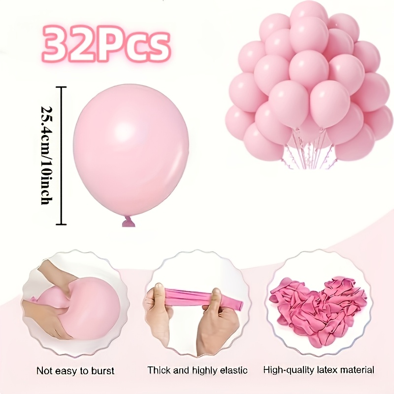 TEMU Juego de 32 globos rosas de 10 pulgadas – Adecuado para fiestas de , ceremonias de graduación, de género, despedidas de soltera, fiestas