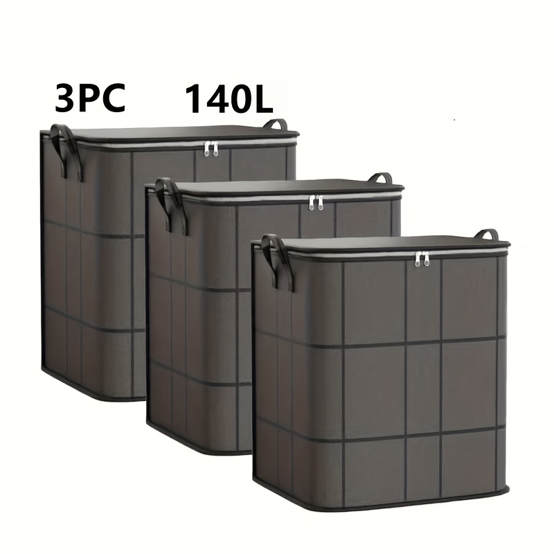 TEMU 3 piezas Cajas de almacenamiento plegables para trastes, bolsas de mudanza, gran capacidad, cremallera con , almacenamiento de mudanza de ropa y
