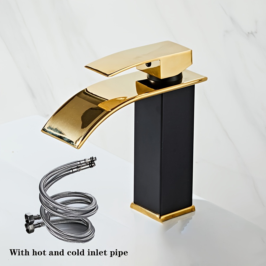 Black Golden & White Golden Waterfall Hot And Cold Faucet, Bathroom Washbasin Faucet, Deck-mounted Faucet