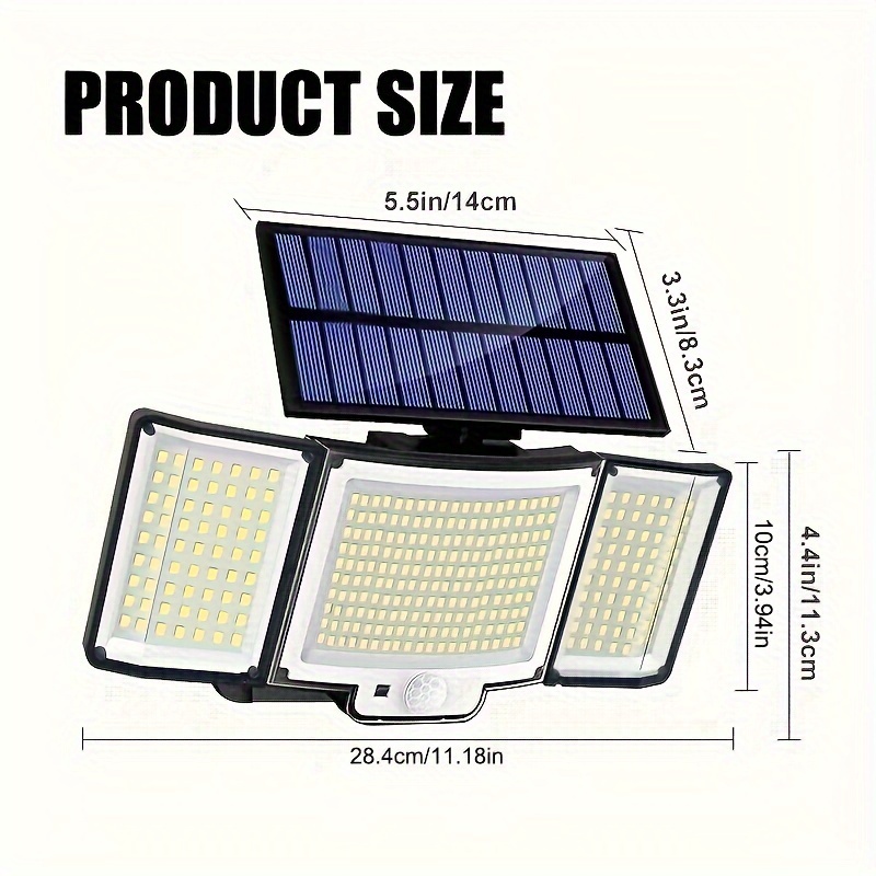 1 Paquete Luz Solar Exterior Súper Brillante Sensor - Temu