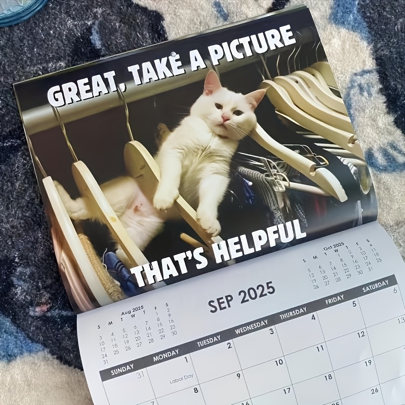 

With Design, Monthly View, English Language, Unique Wall Decor, Office Daily Planner, Feline Lovers Gift Idea