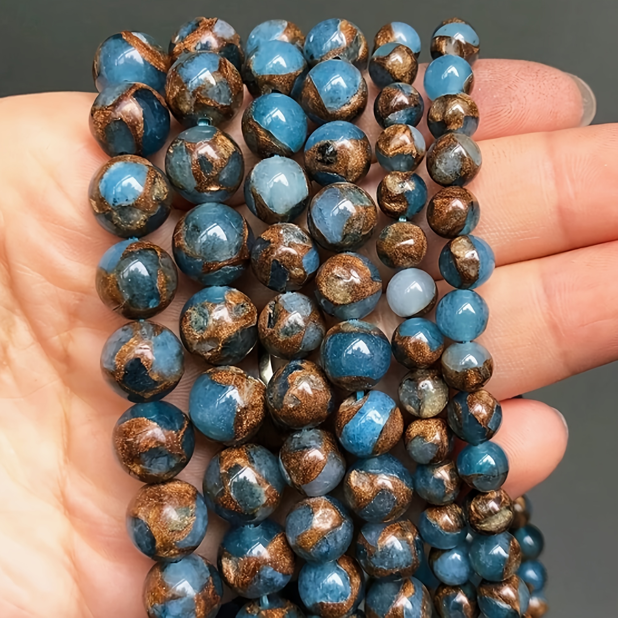 

4-12mm Natural Stone Lake Bule Cloisonne Gorgeous Loose Spacer Beads For Jewelry Making Diy Unique Fashion Bracelets Necklace Men Women Gifts Beaded Accessories