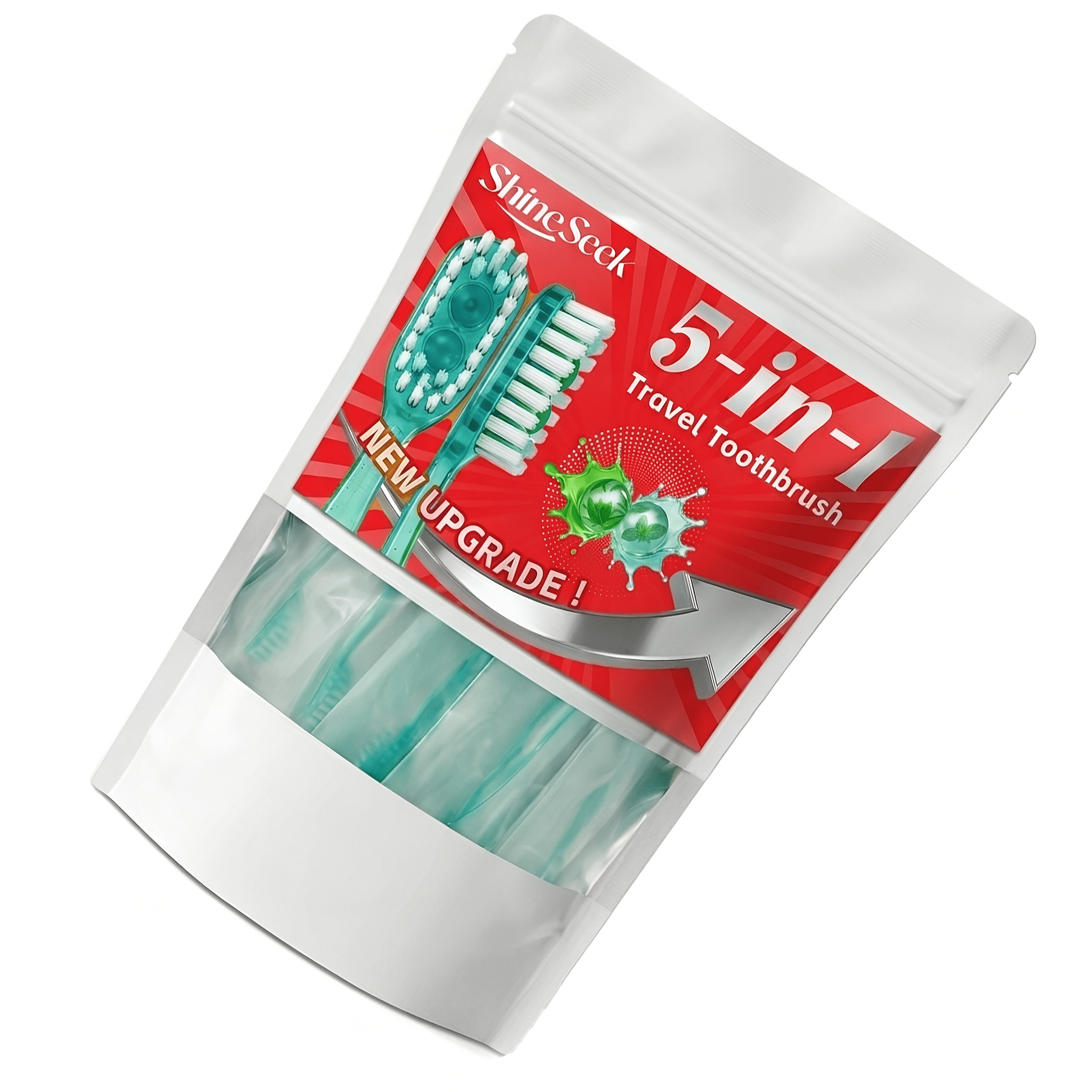 Image of Upgraded 11pcs Beads, Multifunctional Mint Green Tea Flavor Toothbrush, With Beads Toothpaste, Toothbrush, Floss, Interdental Cleaner And Tongue Scraper, Bringing You ! Convenient And Soft