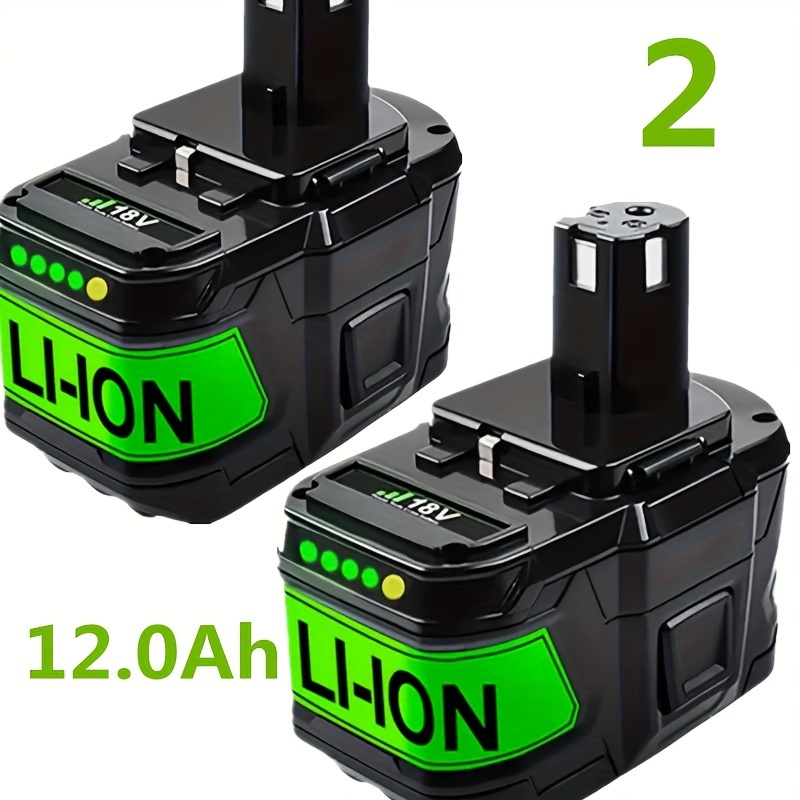 TEMU 1 Pack/2 Packs/4 Packs 12.0 Ah High Capacity 18v Replacement Lithium-ion Battery For Ryobi P104 P105 P107 P108 P109 P122 For Ryobi One+ Battery